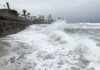 View of waves in Mazatlan, Sinaloa state, Mexico on October 22, 2018, before the arrival of Hurricane Willa. - Hurricane Willa upgraded to maximum Category 5 storm, US forecasters informed.