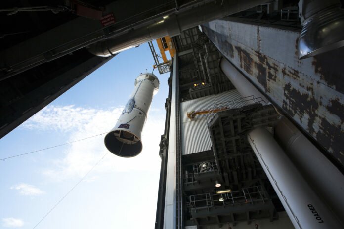 (FILES) This September 11, 2016 NASA photo obtained December 3, 2018 shows a Centaur upper stage lifted at Space Launch Complex 41 on Florida’s Cape Canaveral Air Force Station, where it was attached to the United Launch Alliance Atlas V rocket first stage booster, boosting NASA’s Origins, Spectral Interpretation, Resource Identification, Security-Regolith Explorer, or OSIRIS-REx spacecraft. - A NASA spacecraft set a new milestone Monday, March 31, 2018 in cosmic exploration by entering orbit around an asteroid, Bennu, the smallest object ever to be circled by a human-made spaceship. The spacecraft, called OSIRIS-REx, is the first-ever US mission designed to visit an asteroid and return a sample of its dust back to Earth. The $800 million unmanned spaceship launched two years ago from Cape Canaveral, Florida and arrived December 3 at its destination, some 70 million miles (110 million kilometers) away.
